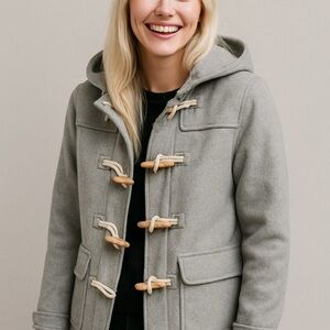 Wool Coat Zanerobe Scandi Girl Gray Toggle Duffle Coat Jacket Winter Cottage 8